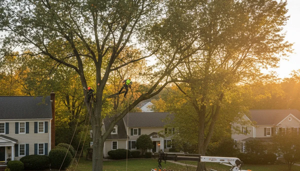 Professional tree removal service in Easton PA safely clearing large oak trees